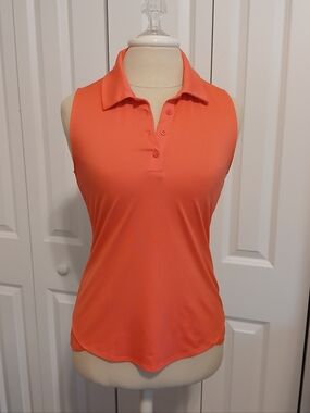 Ladies Like New Under Armour Sleeveless Golf Polo Shirt Coral Small Medium